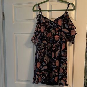 Guess Black and Pink Floral Mini Dress